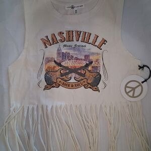 Love + Lucky Days White Nashville Fringe Tank Top